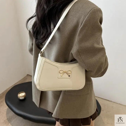 Gold Accent Bow Shoulder Bags - Fashionnsio