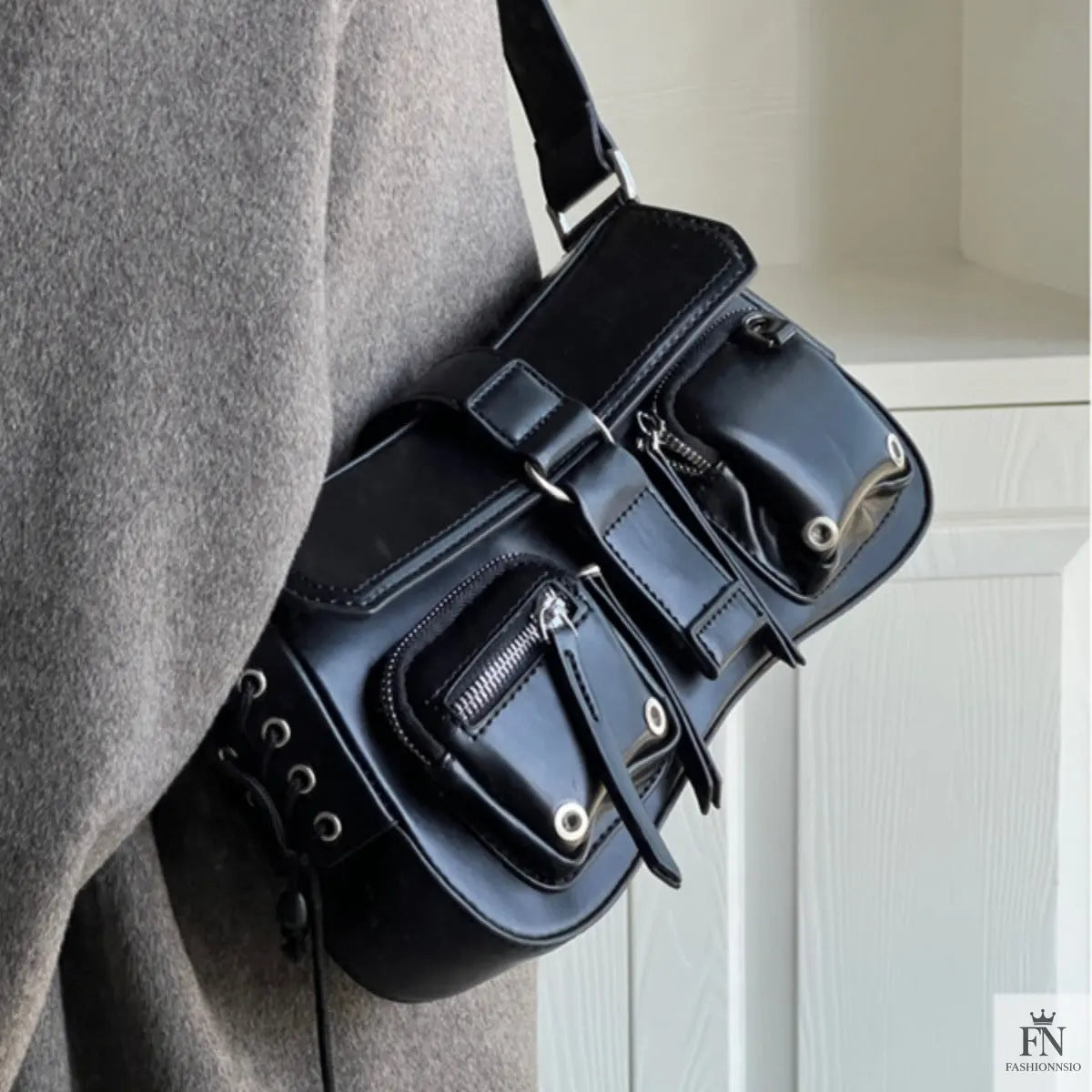 Gothic Drawstring Multi Pocket Shoulder Bags - Fashionnsio