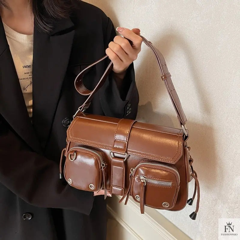 Gothic Drawstring Multi Pocket Shoulder Bags - Fashionnsio