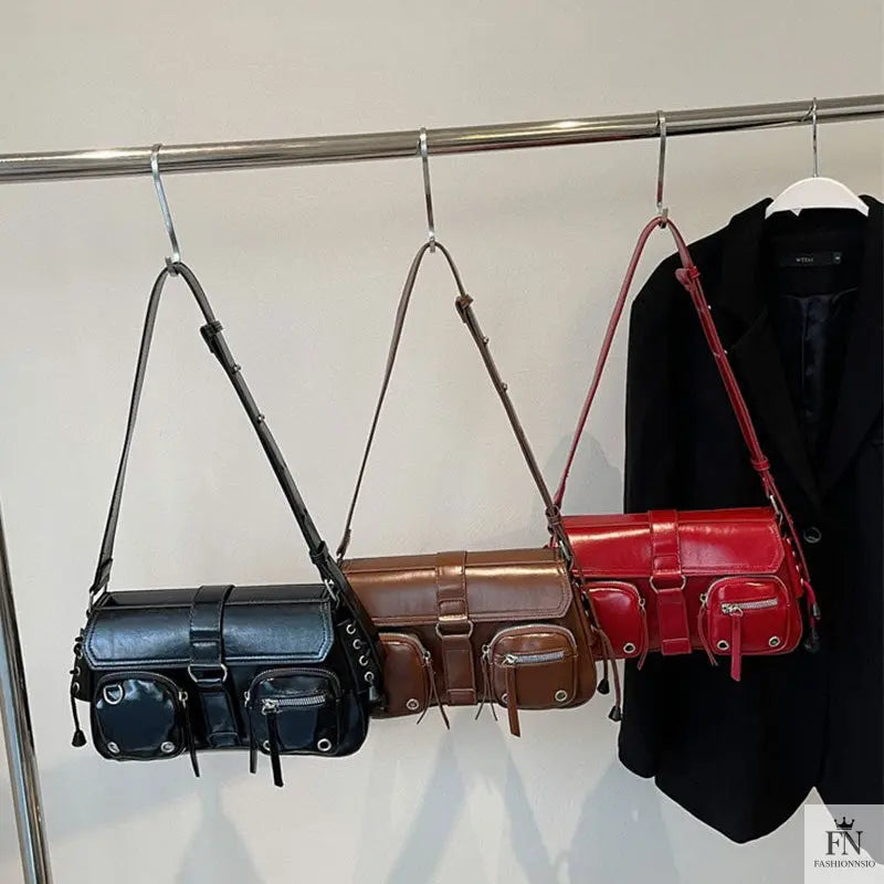 Gothic Drawstring Multi Pocket Shoulder Bags - Fashionnsio