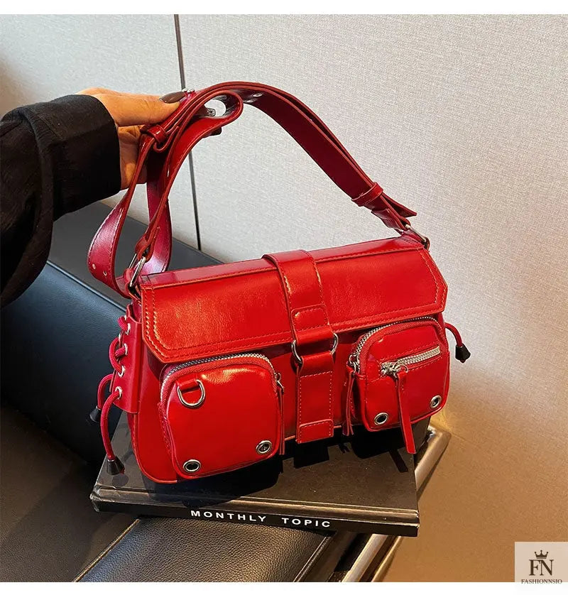 Gothic Drawstring Multi Pocket Shoulder Bags - Fashionnsio