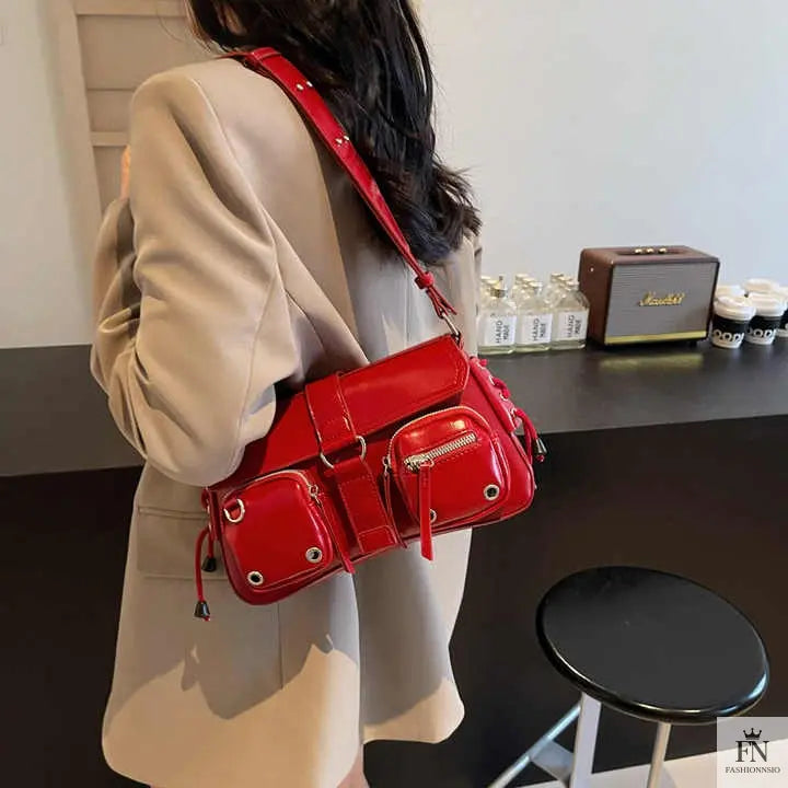 Gothic Drawstring Multi Pocket Shoulder Bags - Fashionnsio