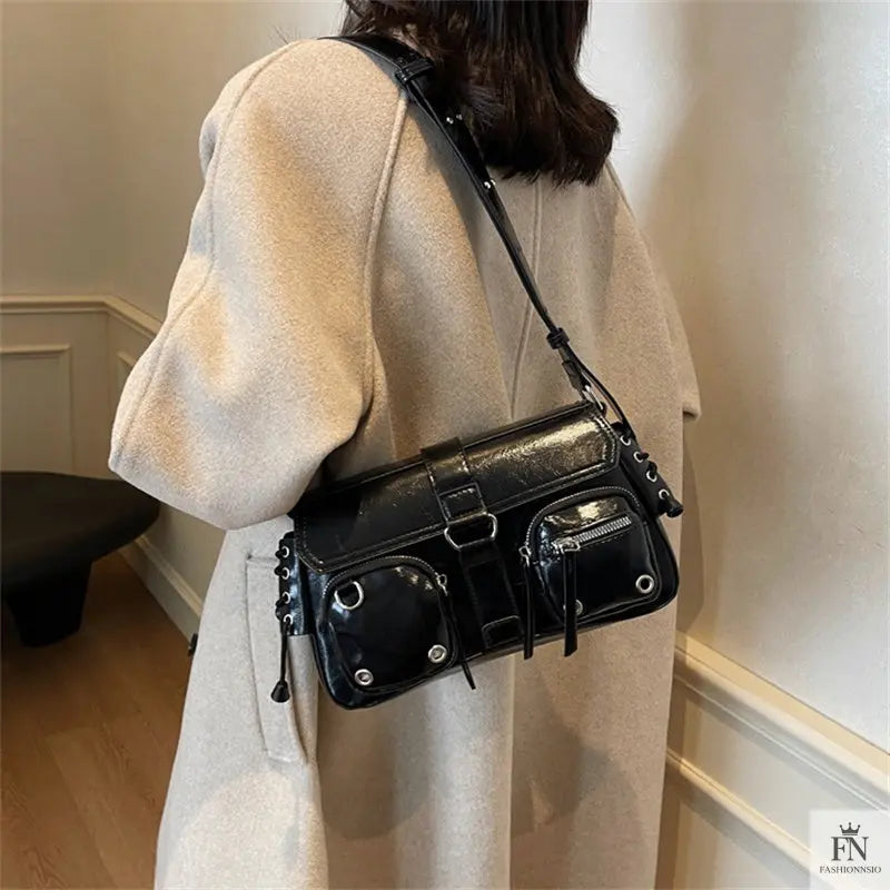 Gothic Drawstring Multi Pocket Shoulder Bags - Fashionnsio