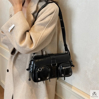 Gothic Drawstring Multi Pocket Shoulder Bags - Fashionnsio