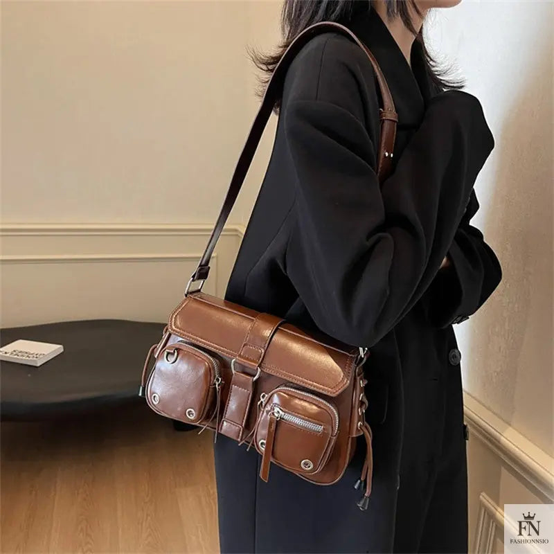 Gothic Drawstring Multi Pocket Shoulder Bags - Fashionnsio