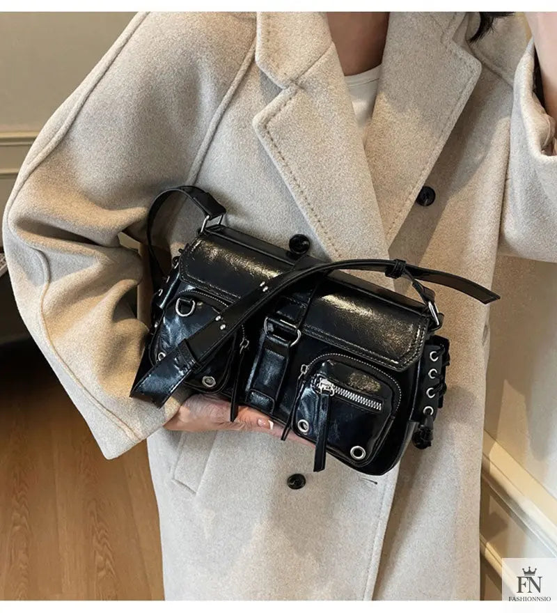 Gothic Drawstring Multi Pocket Shoulder Bags - Fashionnsio