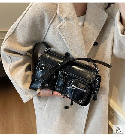 Gothic Drawstring Multi Pocket Shoulder Bags - Fashionnsio