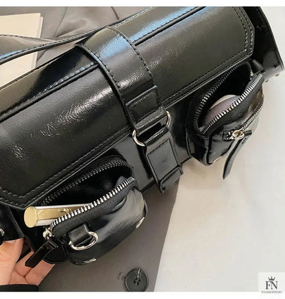 Gothic Drawstring Multi Pocket Shoulder Bags - Fashionnsio