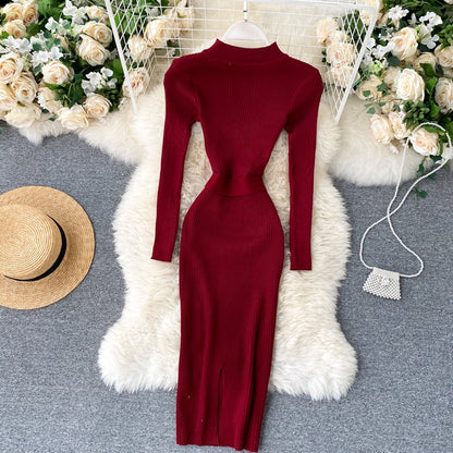 Elegant Belt Knitted Dress