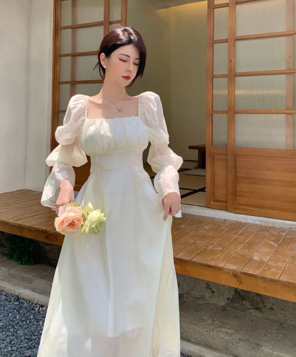 Puff Sleeve Korean Gown Dress