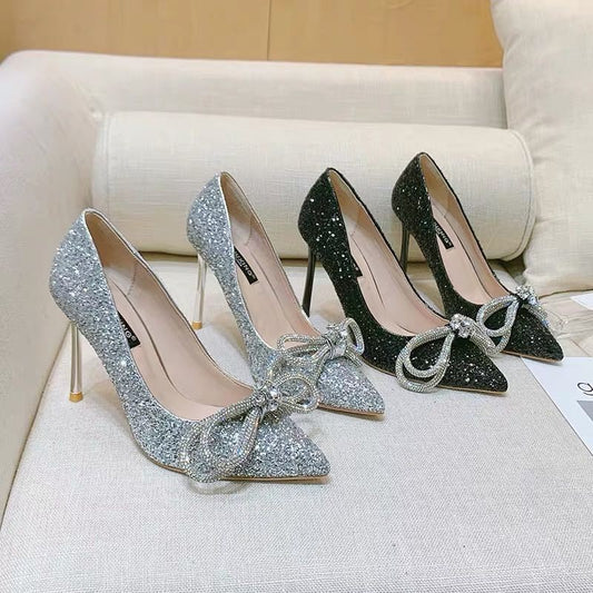 Princess Galaxy Glittering Bow Heels fashionnsio