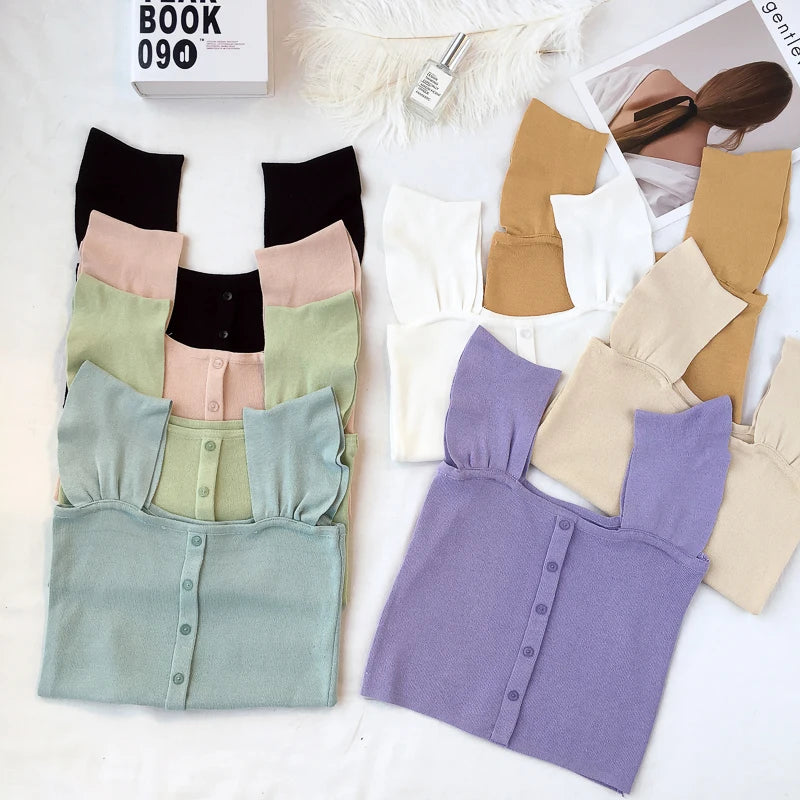 Knitted Button Up Crop Top