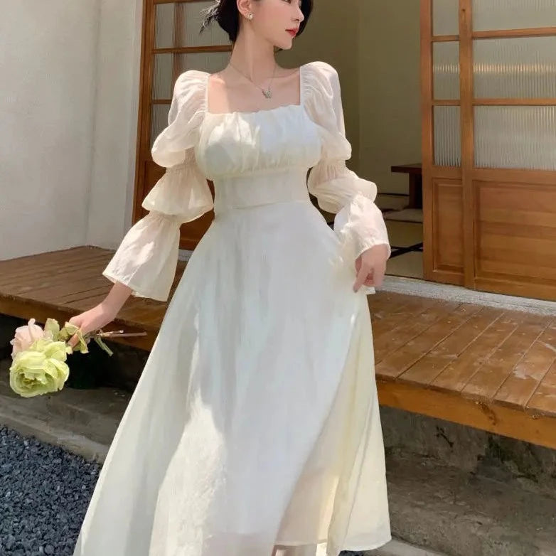 Puff Sleeve Korean Gown Dress