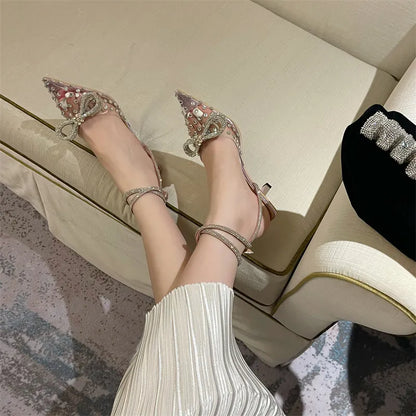 Bow Knot Rhinestone Straps Heels