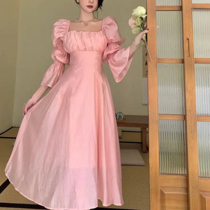 Puff Sleeve Korean Gown Dress