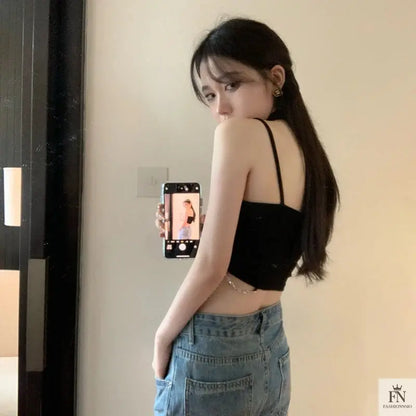Halter Chain Hollow Crop Top - Fashionnsio