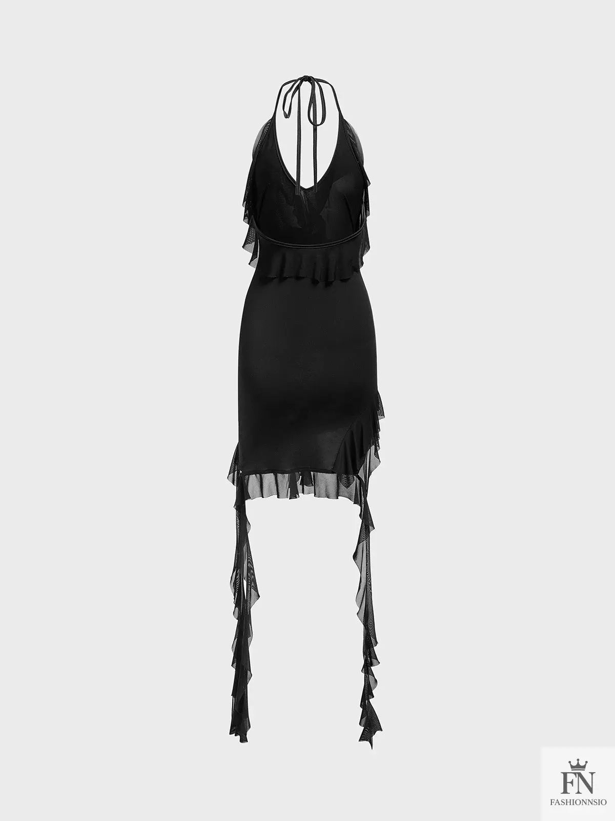 Halter Irregular Ruffles Dress fashionnsio