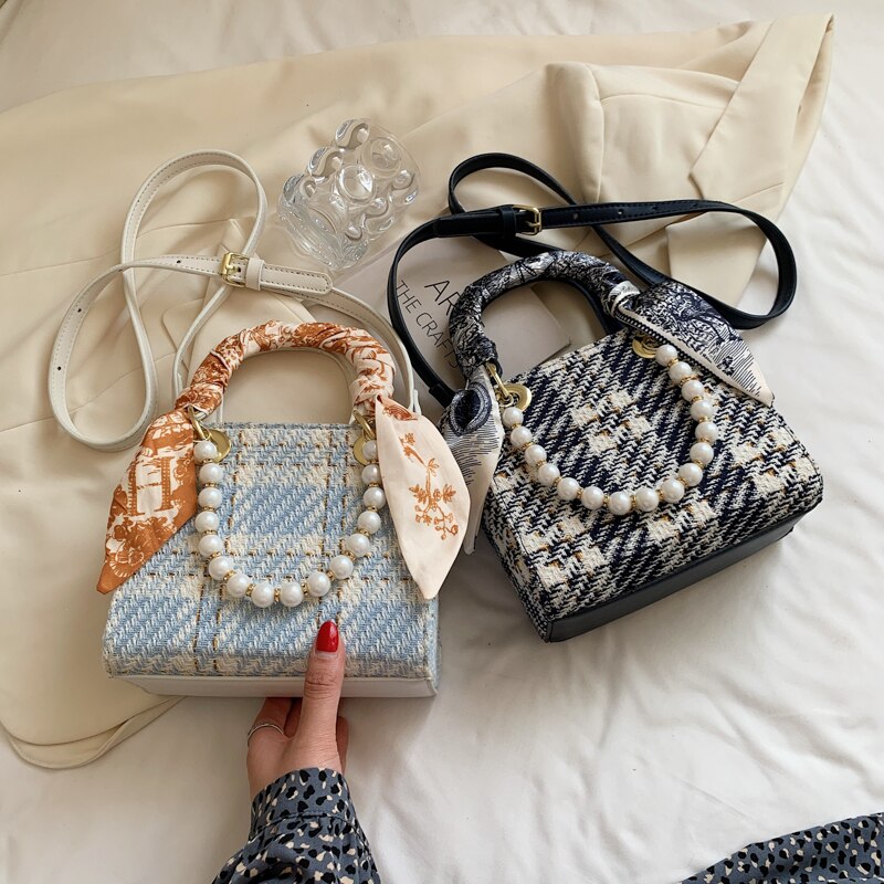 Pearl Scarf Tote Handbags