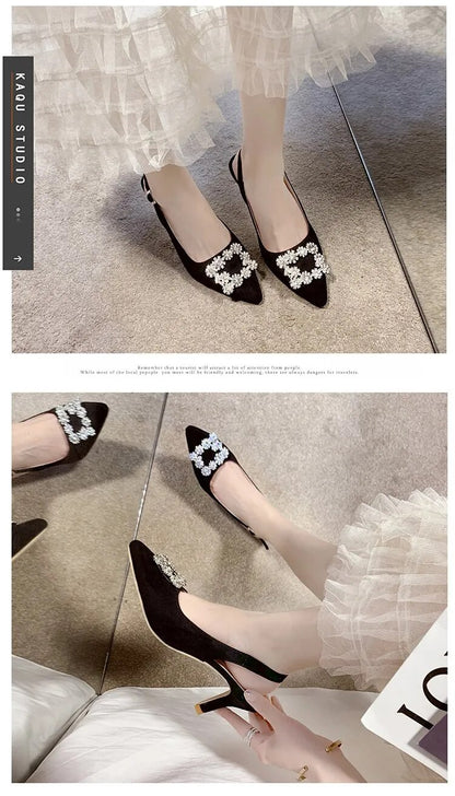 Diamond Square Buckle Heels fashionnsio