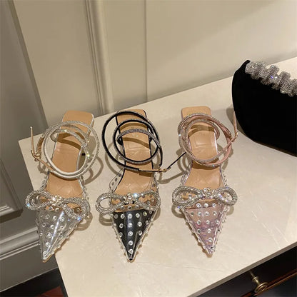 Bow Knot Rhinestone Straps Heels