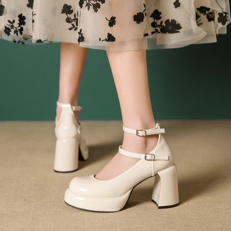 Mary Jane Ankle Strap Chunky Heels