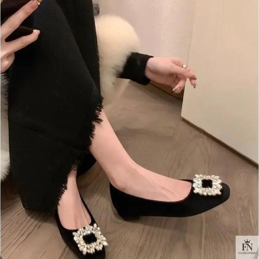 Rhinestone Embellish Women Flats - Fashionnsio