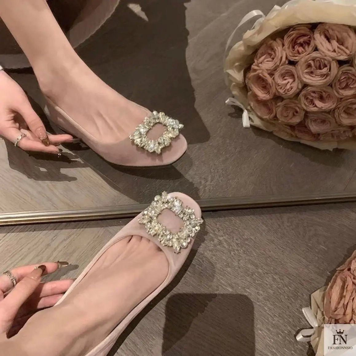 Rhinestone Embellish Women Flats - Fashionnsio