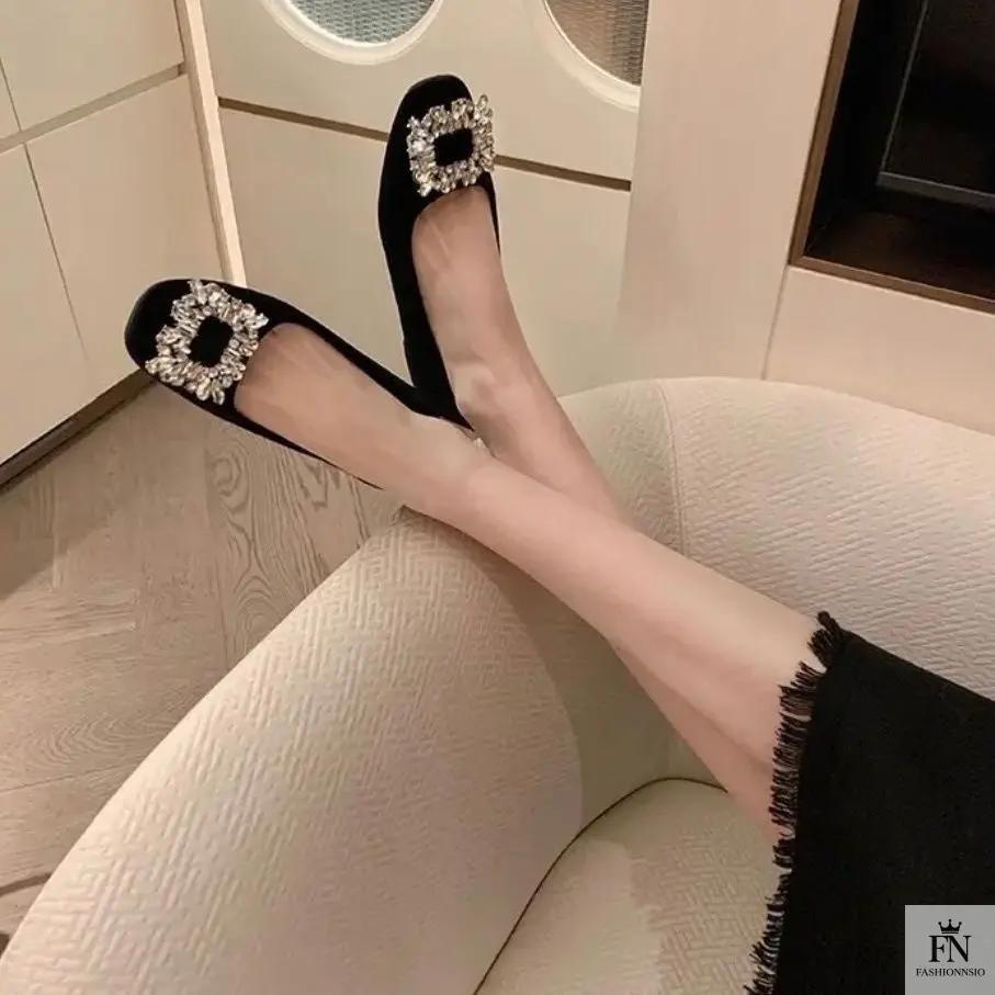 Rhinestone Embellish Women Flats - Fashionnsio
