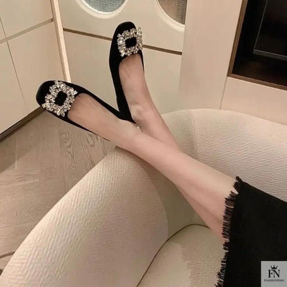 Rhinestone Embellish Women Flats - Fashionnsio