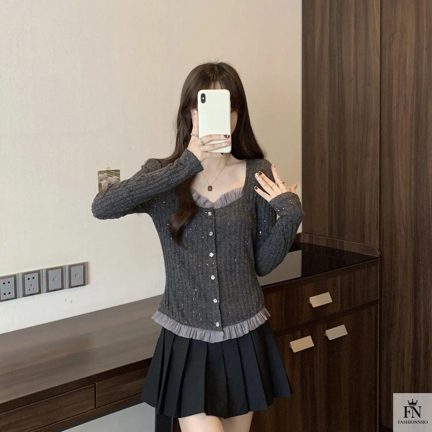 Knitted Long Sleeve Sweater Top - Fashionnsio