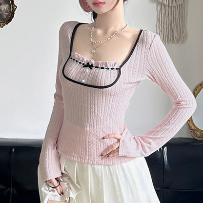 Y2K Knitted Bow Coquette Top