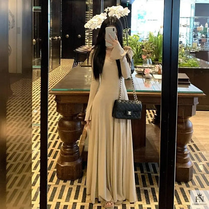 Knitted Long Sleeve Maxi Dress - Fashionnsio