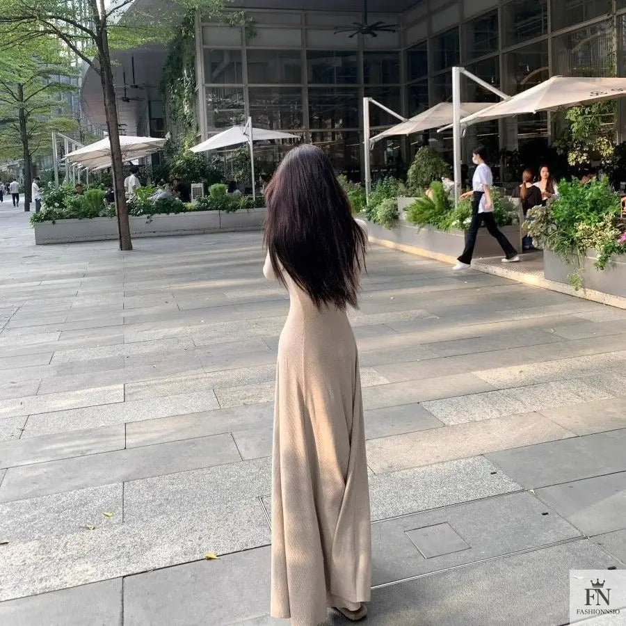 Knitted Long Sleeve Maxi Dress - Fashionnsio