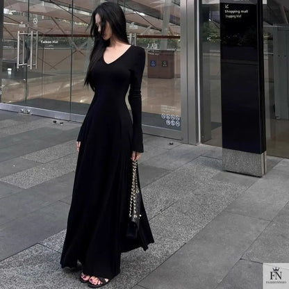 Knitted Long Sleeve Maxi Dress - Fashionnsio