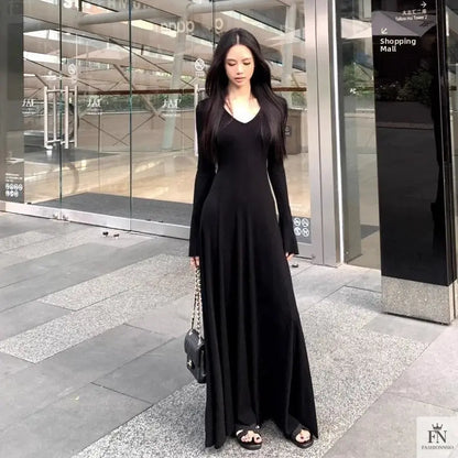 Knitted Long Sleeve Maxi Dress - Fashionnsio