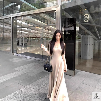 Knitted Long Sleeve Maxi Dress - Fashionnsio