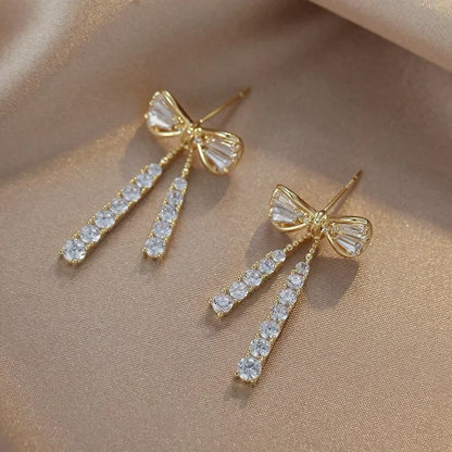 Korean Bow Crystal Earrings fashionnsio