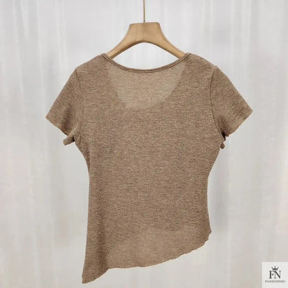 Korean Irregular Lace Up Top - Fashionnsio