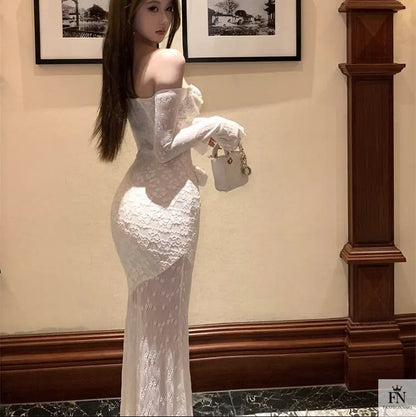 Lace 3D Floral Bodycon Dress - Fashionnsio