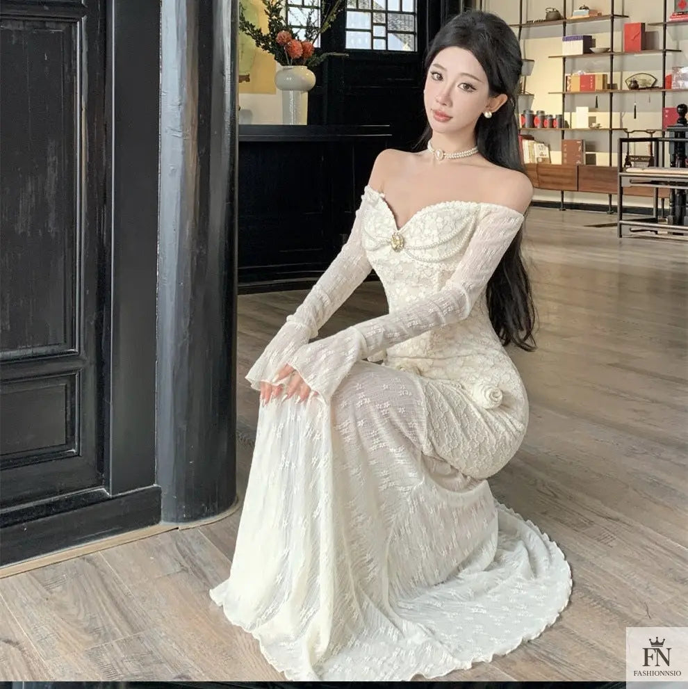 Lace 3D Floral Bodycon Dress - Fashionnsio