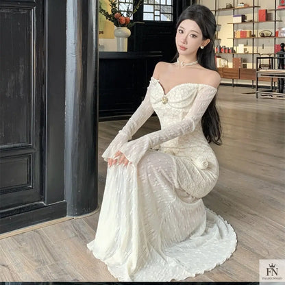 Lace 3D Floral Bodycon Dress - Fashionnsio