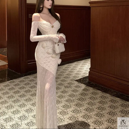 Lace 3D Floral Bodycon Dress - Fashionnsio