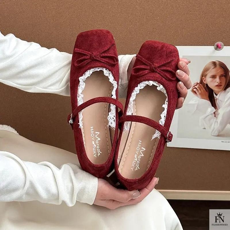 Lace Bow Ballet Flats - Fashionnsio