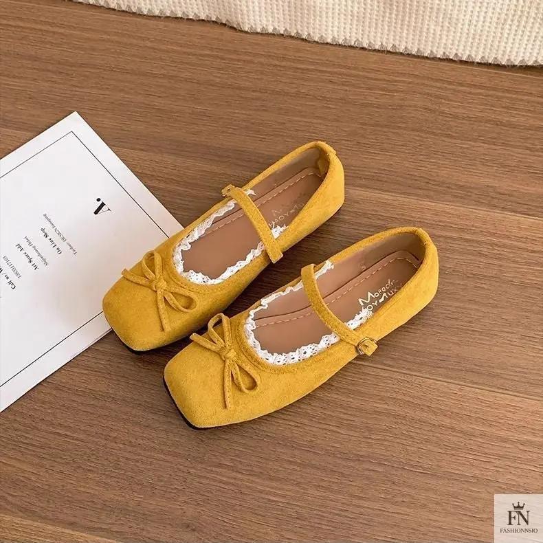 Lace Bow Ballet Flats - Fashionnsio