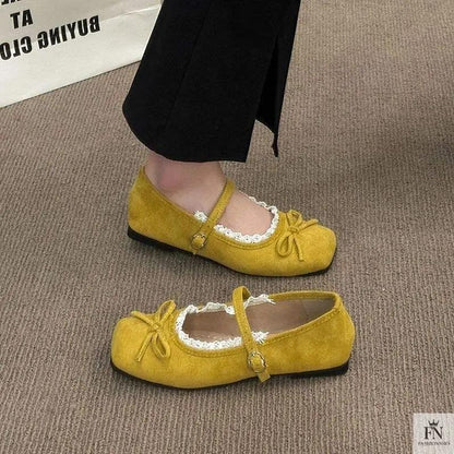 Lace Bow Ballet Flats - Fashionnsio