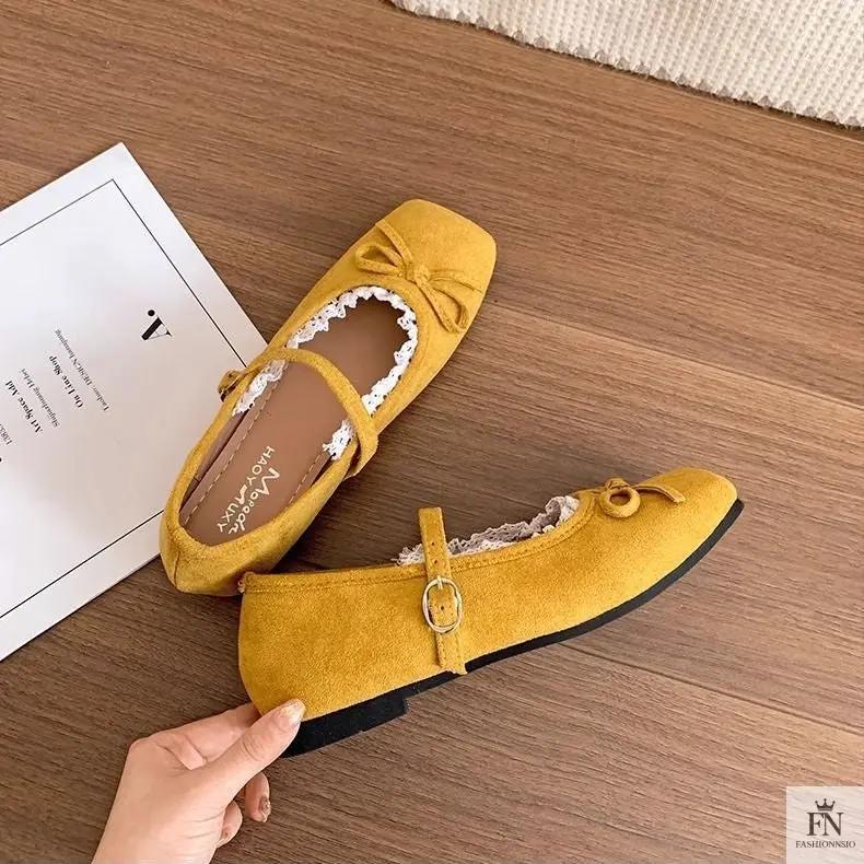 Lace Bow Ballet Flats - Fashionnsio