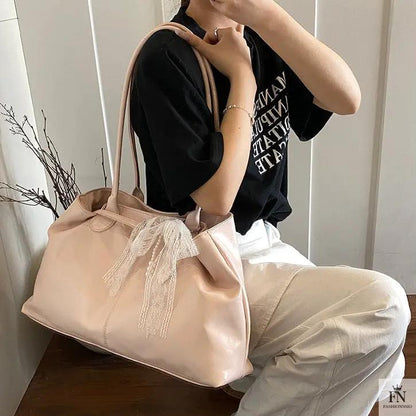 Lace Bow Large Tote Bags - Fashionnsio