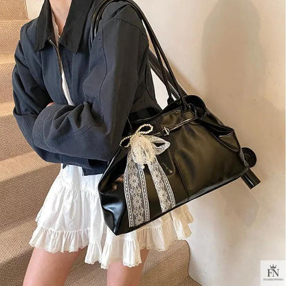 Lace Bow Large Tote Bags - Fashionnsio