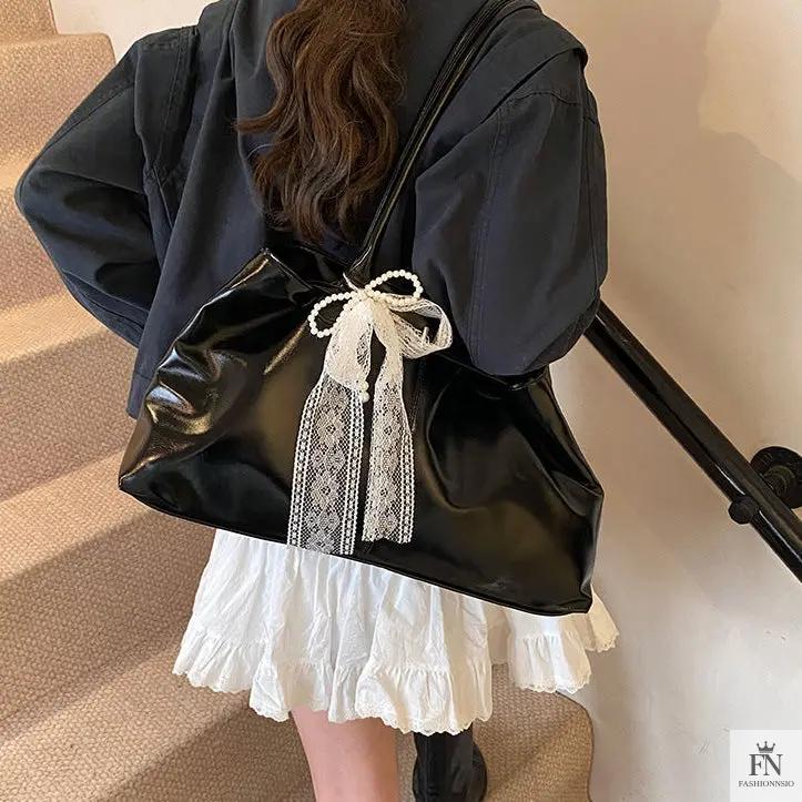 Lace Bow Large Tote Bags - Fashionnsio