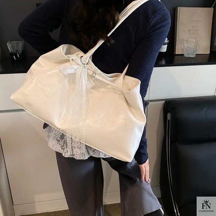Lace Bow Large Tote Bags - Fashionnsio
